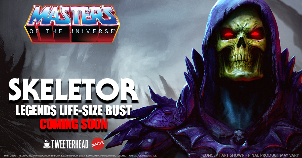 Skeletor Legends Life-size bust. Coming soon from Tweeterhead